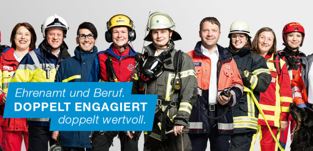 Plakat der Kampagne doppelt engagiert - © StMI Plakat der Kampagne doppelt engagiert - © StMI